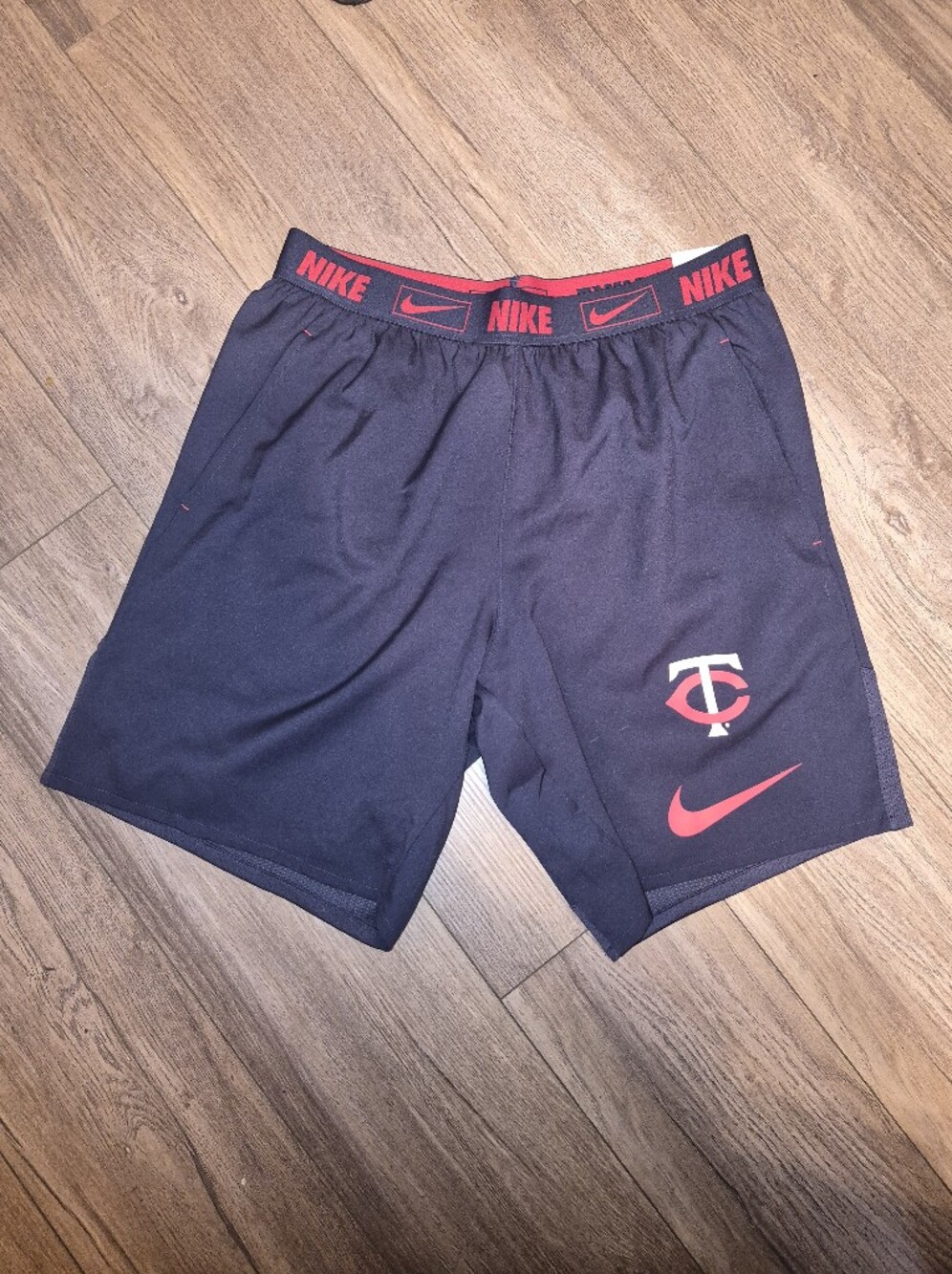 Nike Men’s Navy and Red Athletic Shorts with Team Logo